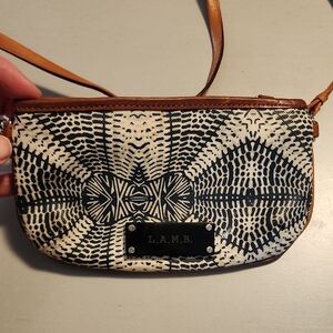 L.A.M.B. Black and Cream Patterned Clutch